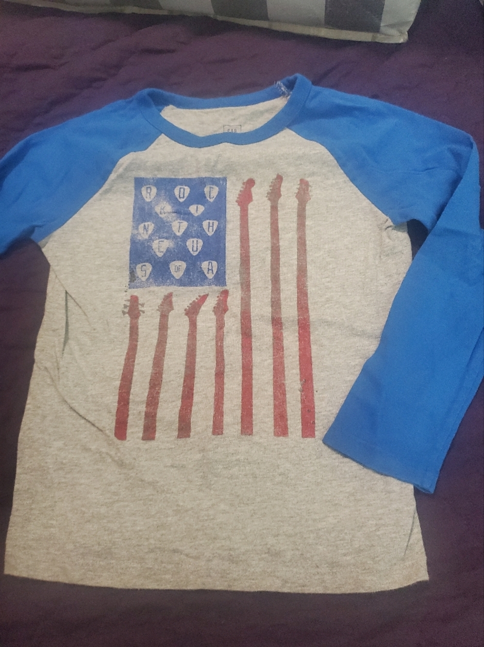 Gap Kids Long Sleeve Graphic Tee - Blue & Heather Gray